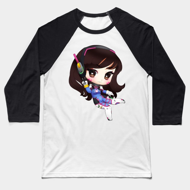 D.Va Chibi Baseball T-Shirt by CthulhuFruitLoops